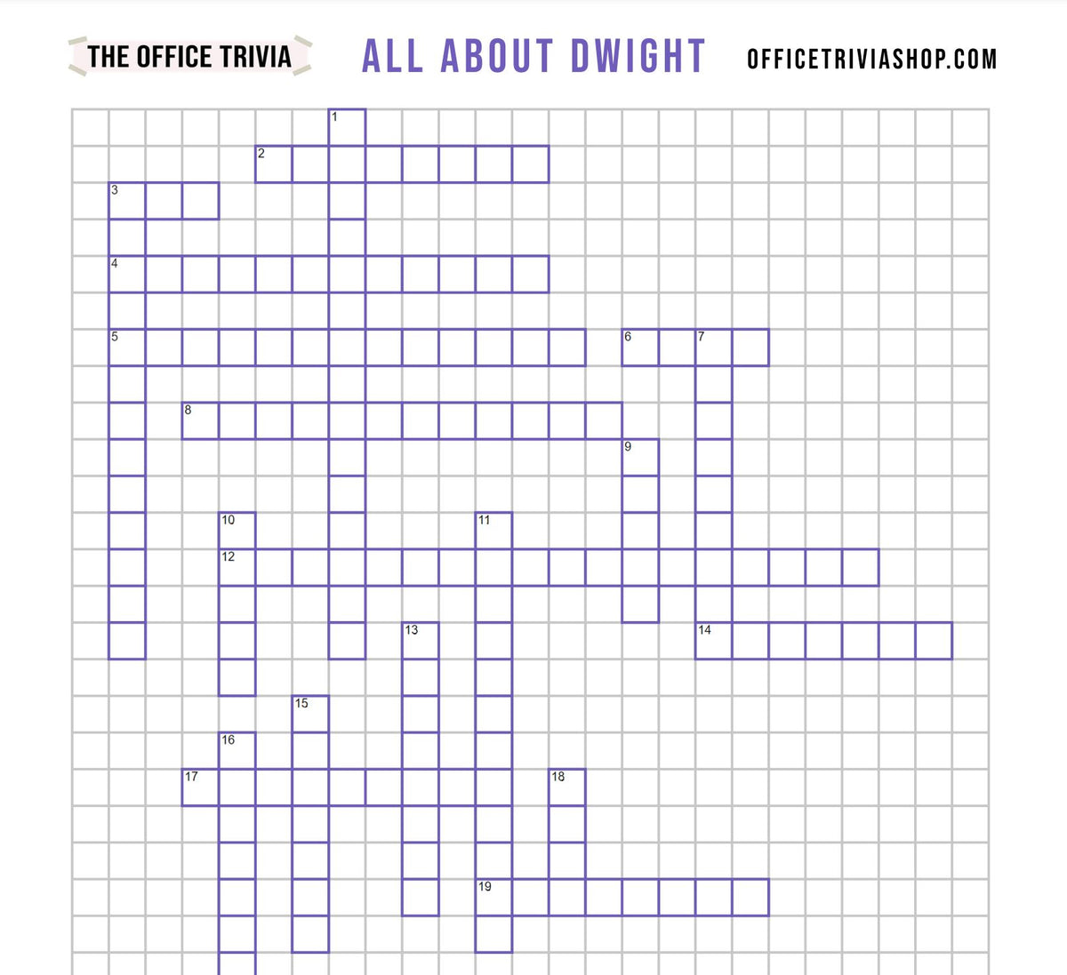 quot All About Dwight quot Printable Crossword Puzzle Answers officetriviashop quot All About Dwight quot Printable Crossword Puzzle Answers officetriviashop